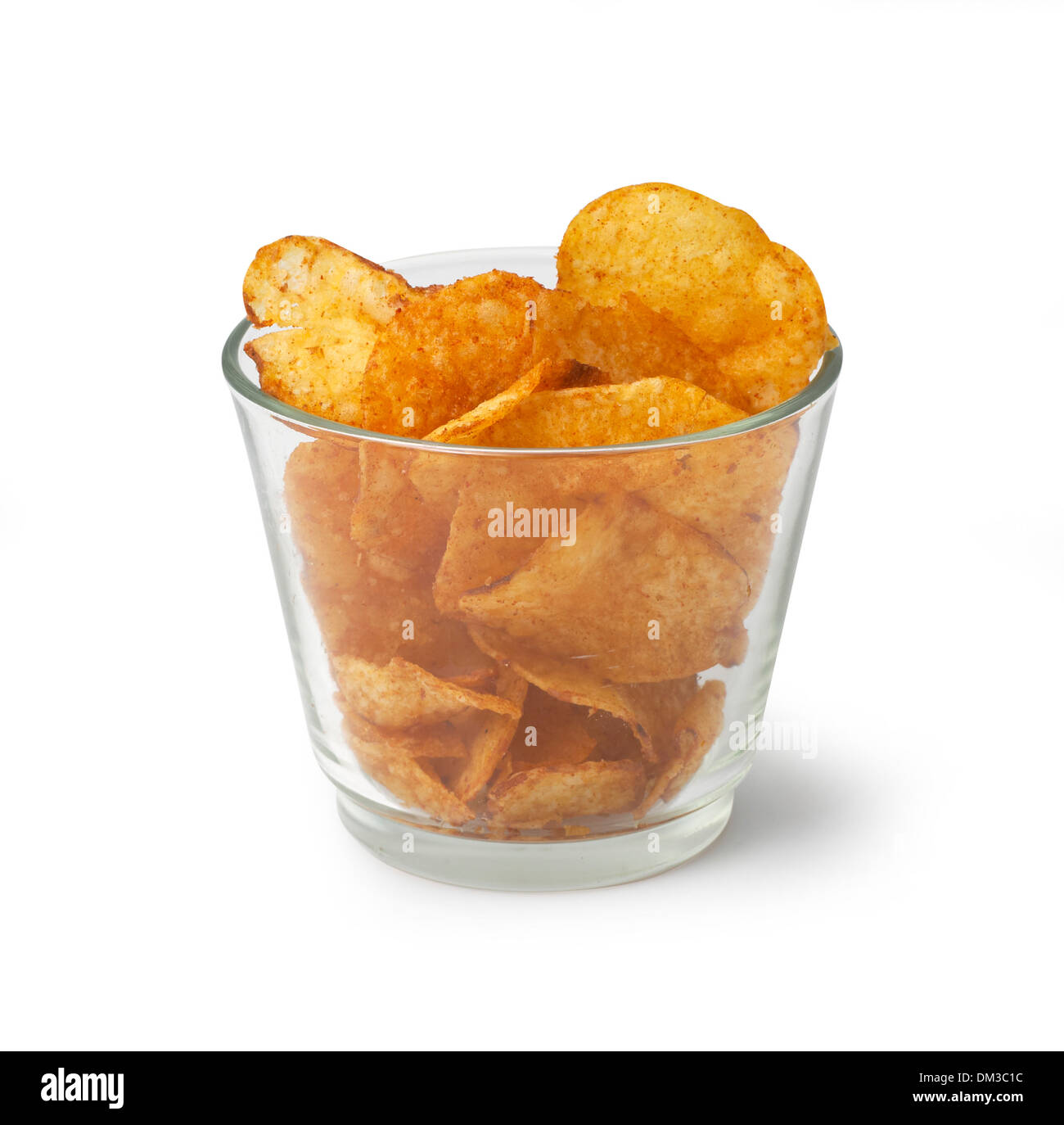 Glass of crisps cut out on white background Stock Photo