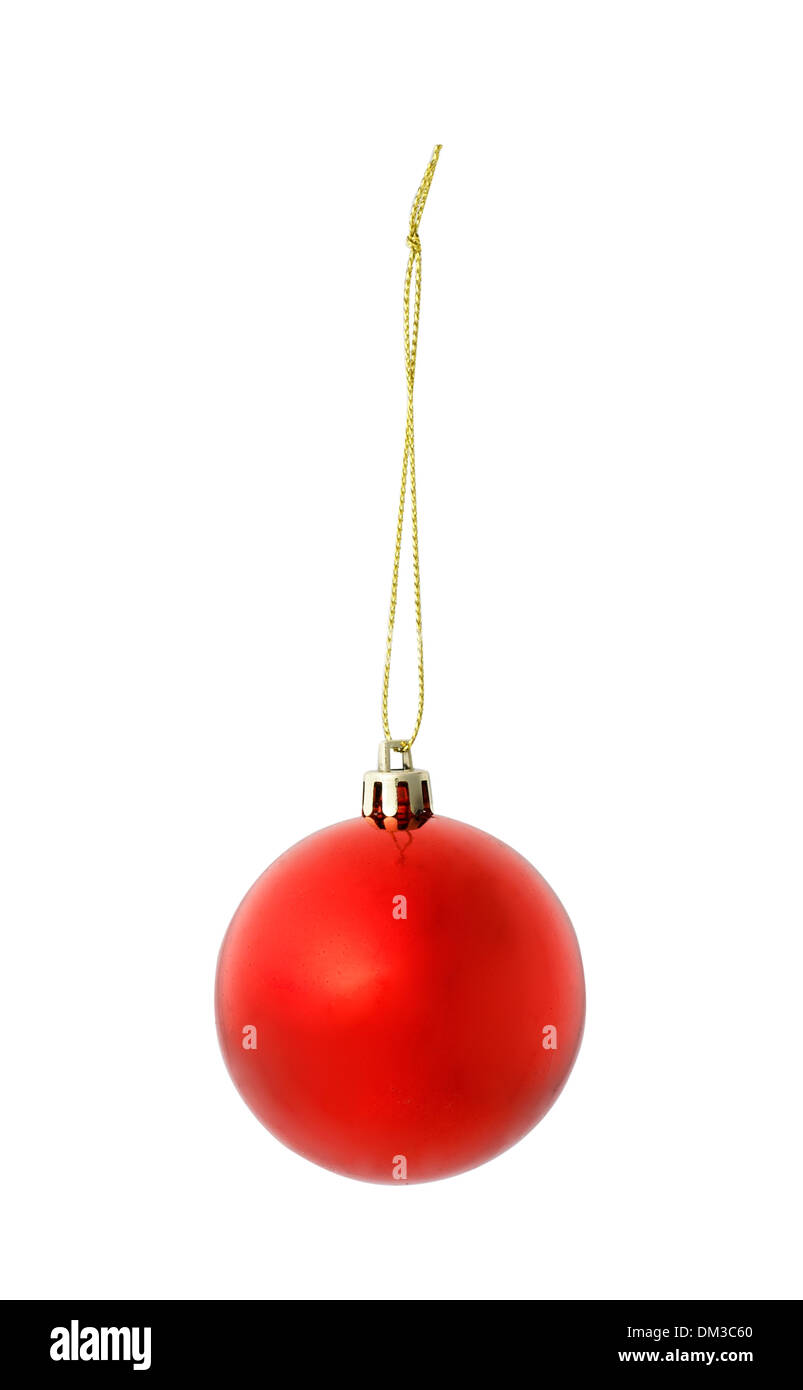 Red Christmas decoration bauble cut out on white background Stock Photo