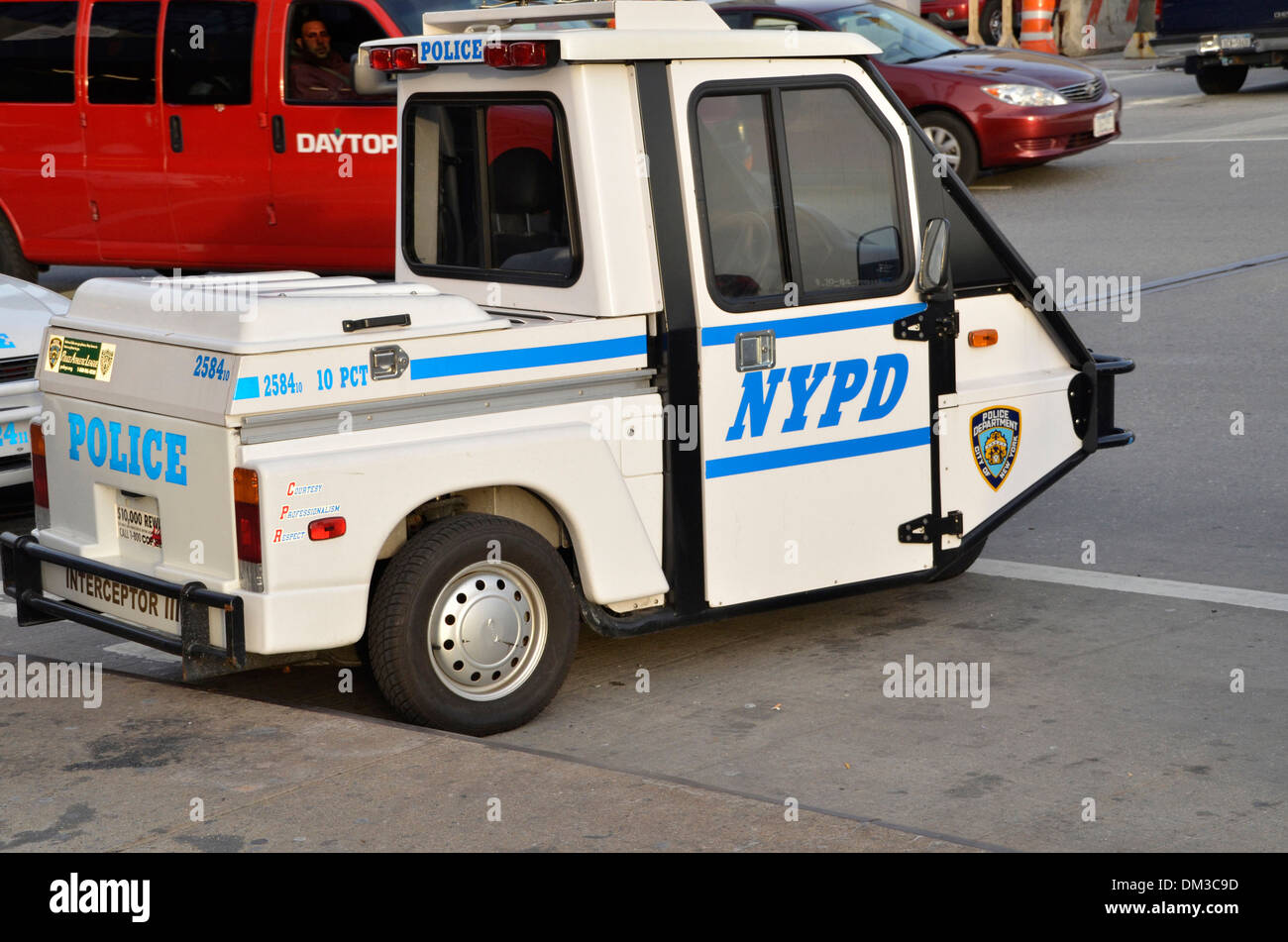 A New York Police interceptor III 3 wheeled vehicle Stock Photo