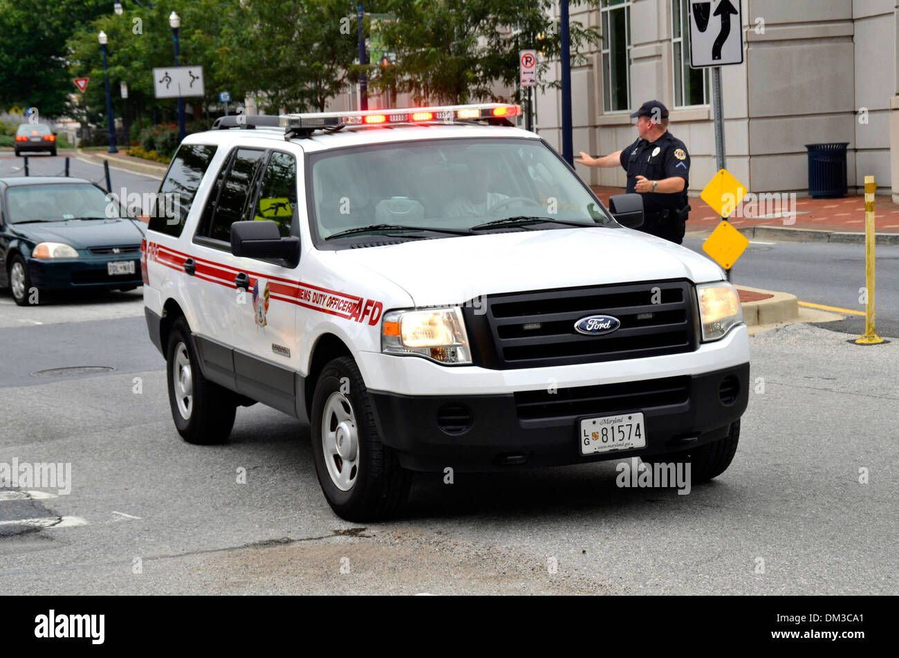 Medic supervisor car in Annapolis, Maryland Stock Photo