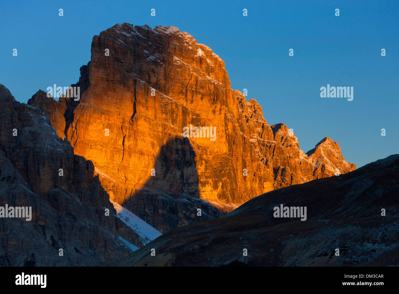 Bullköpfe, bull heads, Italy, Europe, Trentino, South Tirol, mountains, Dolomites, morning, light, shade Stock Photo