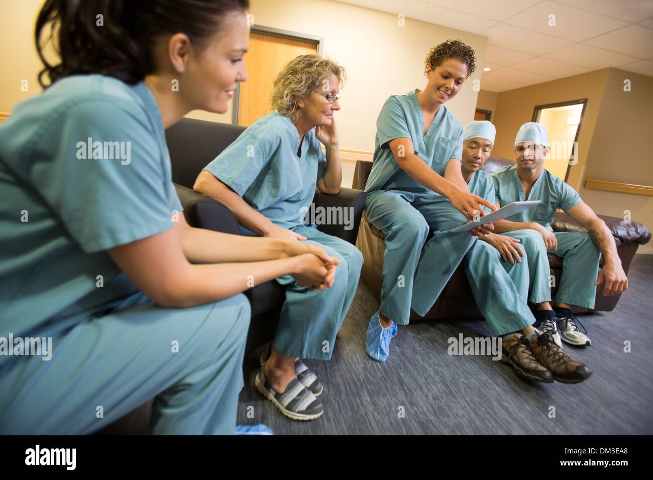 Surgical Team in Staff Lounge Stock Photo