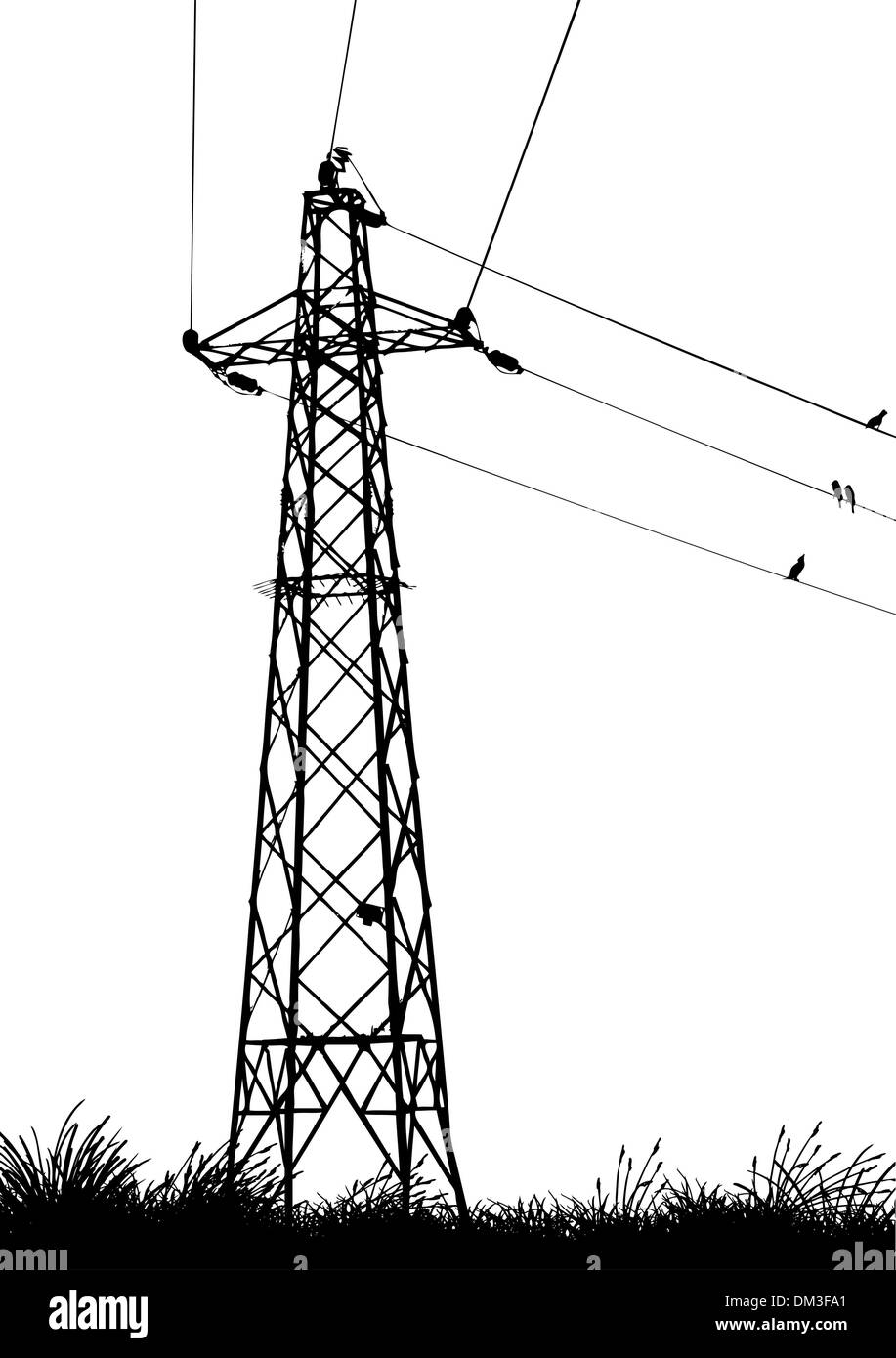 electricity pylon Stock Vector