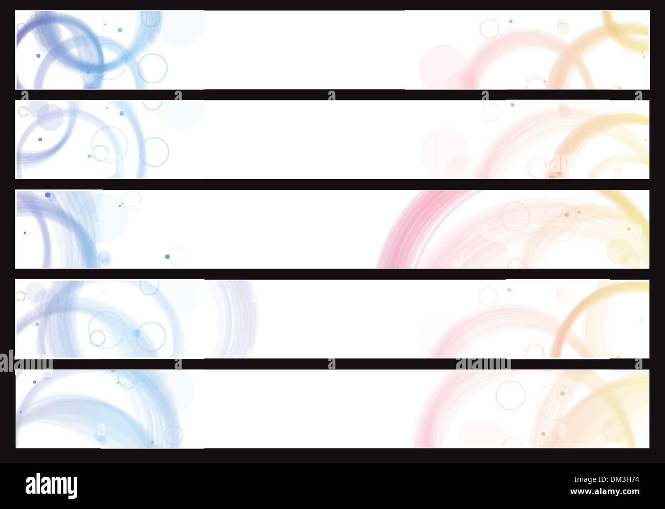 Abstract colorful circles web banners. Size 728x90 px Stock Vector