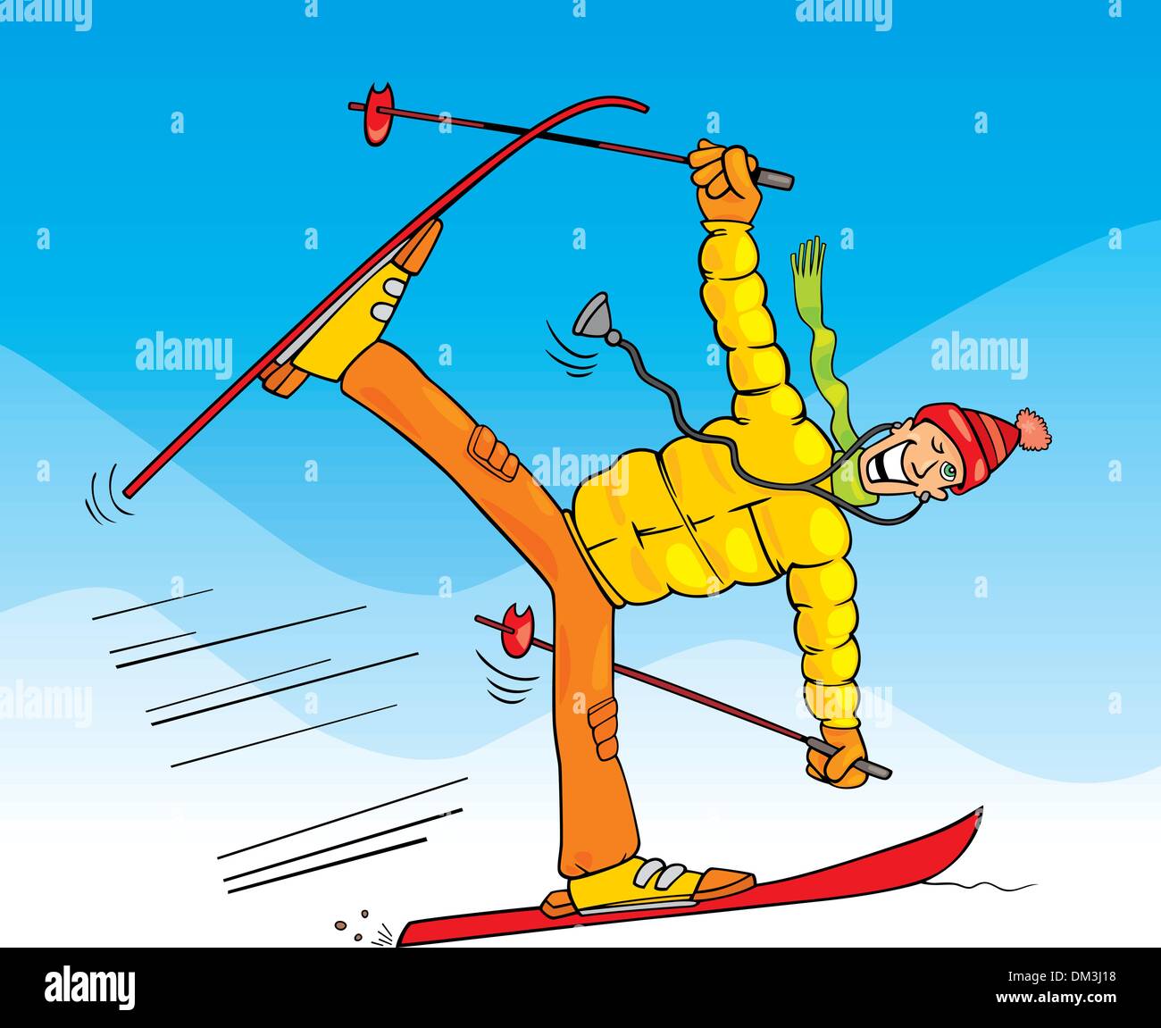 crazy doctor on ski Stock Vector