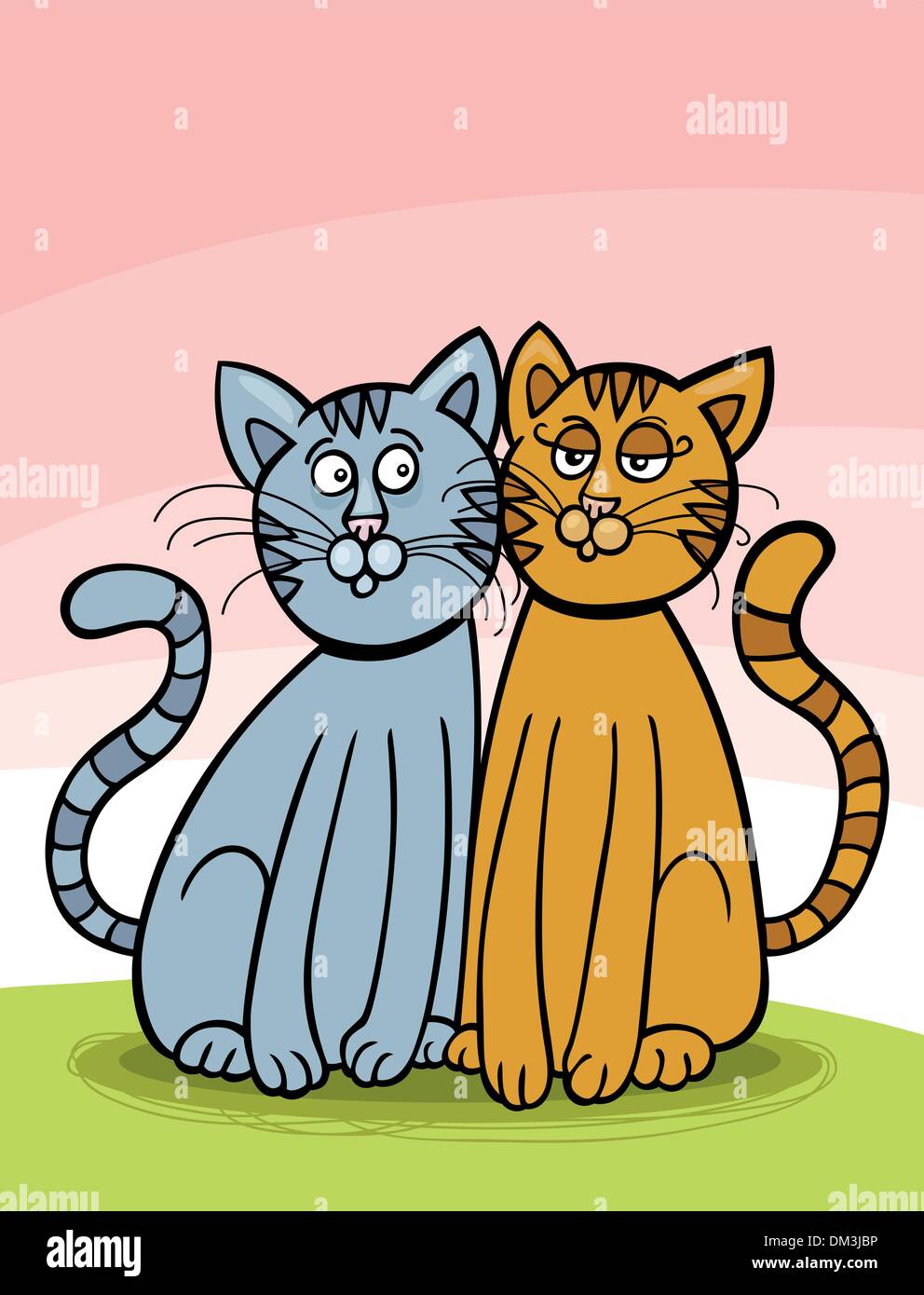Two cats in love hug doodle icon. Cute pets vector art on white