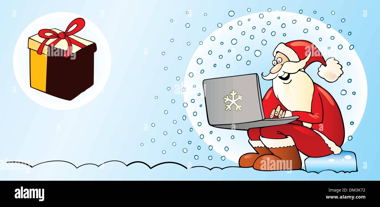 santa claus with laptop Stock Vector Image & Art - Alamy