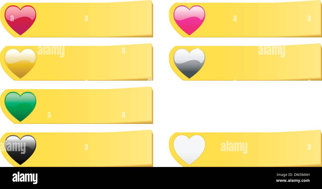 Set of 8 colored hearts post stickers notes Stock Vector