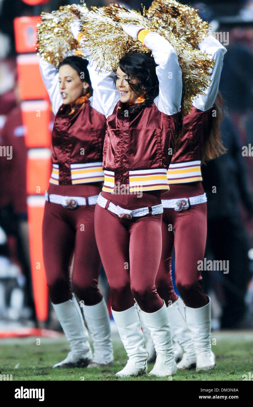 FedEx Field, Landover, Maryland, .Washington Redskins cheerleader, game  action during NFL, ESPN Monday Night Football, between the New York Giants  at the Washington Redskins. Redskins are coming off a 34-13 victory over