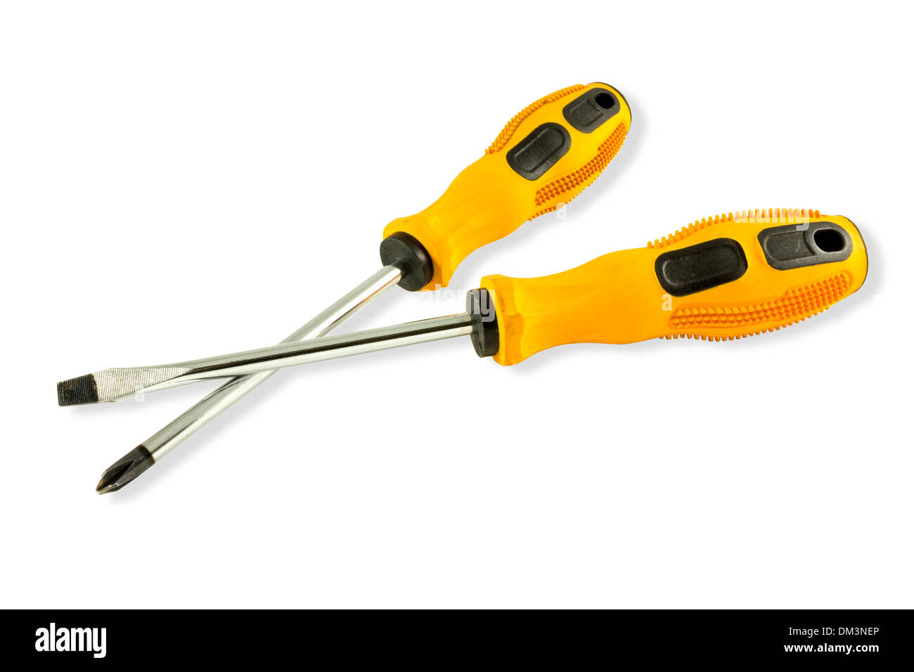 yellow screwdrivers isolated over white background. Stock Photo