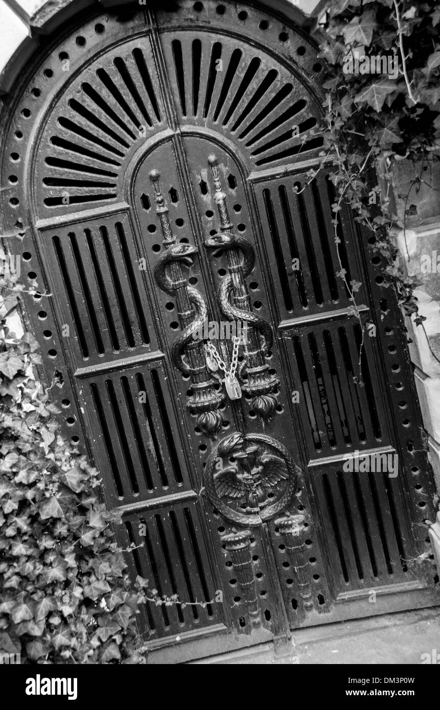 Wrought iron doorway Black and White Stock Photos & Images - Alamy