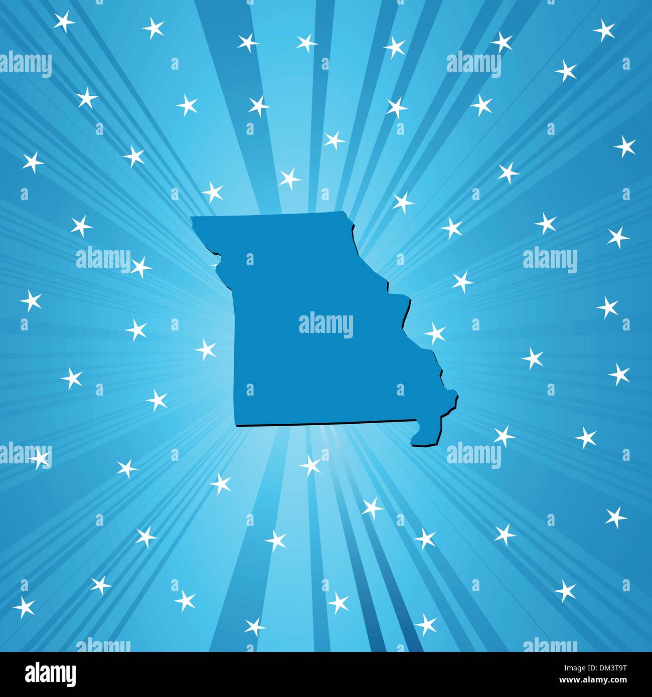 Blue Missouri map Stock Vector