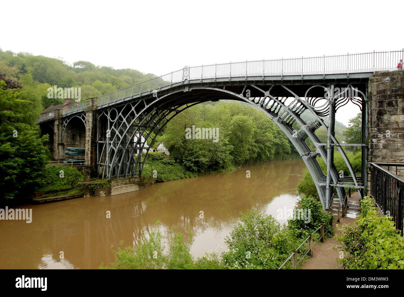 General view of the famous Iron bridge at Ironbridge, Coalbrookdale in