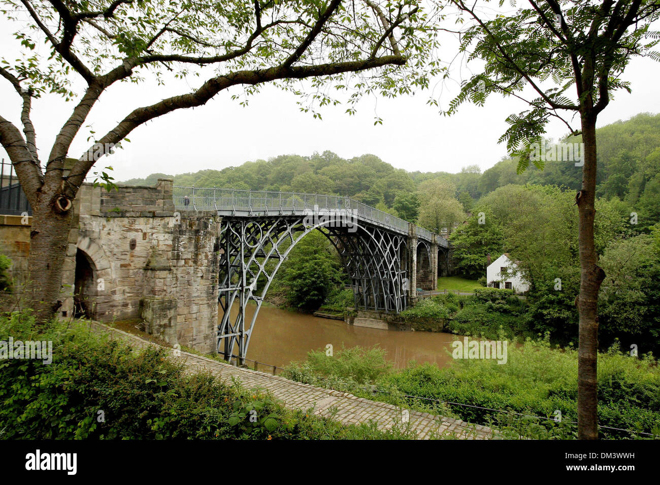 General view of the famous Iron bridge at Ironbridge, Coalbrookdale in