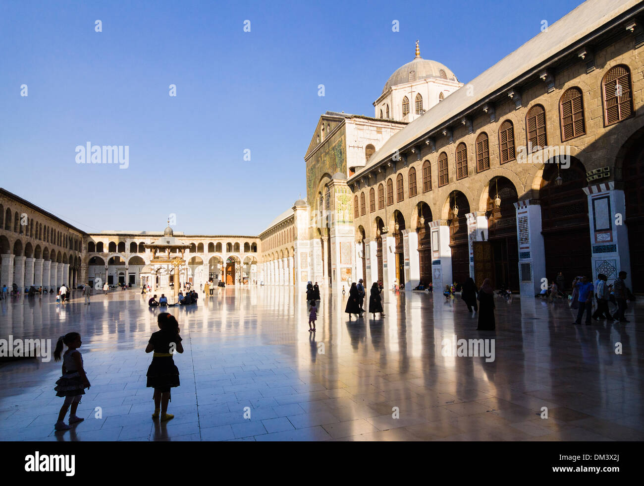 Courtyard of Umayyad Mosque , Damascus , Syria Stock Photo