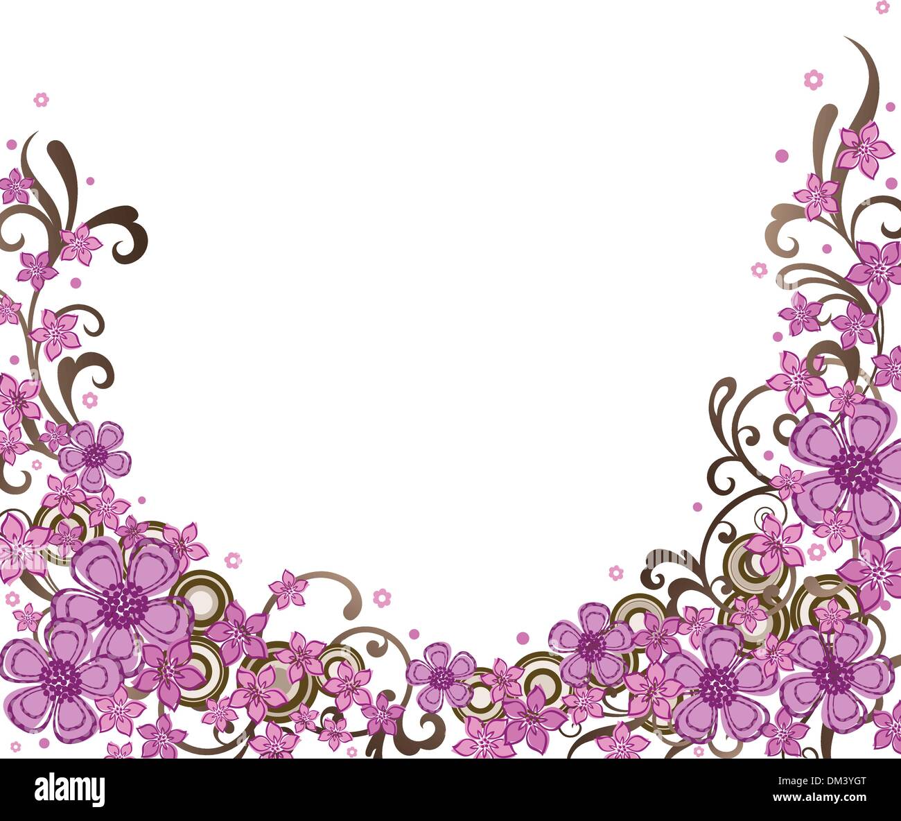 Decorative pink floral border Stock Vector