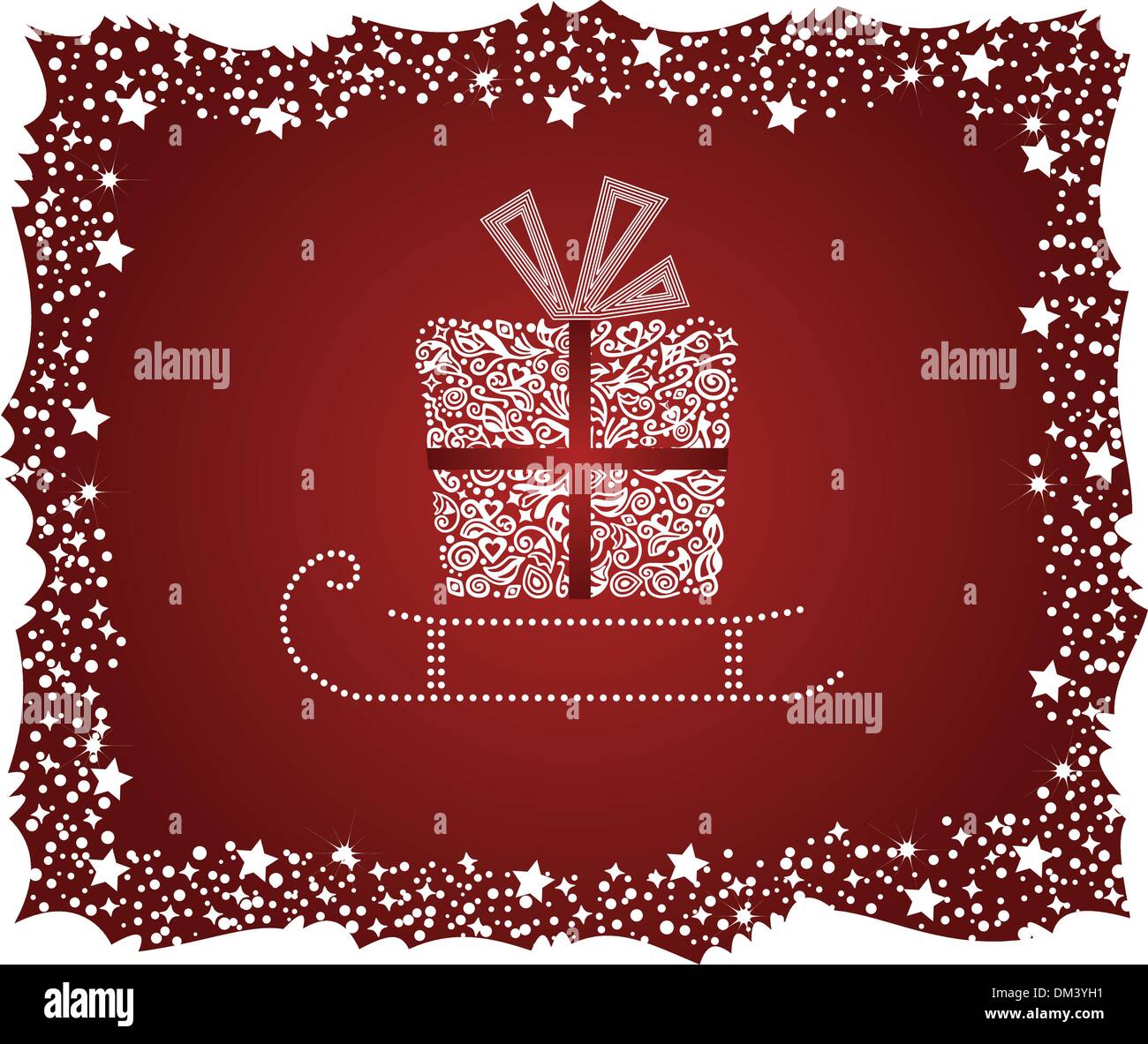 Detailed gif box on a sledge with space for text Stock Vector