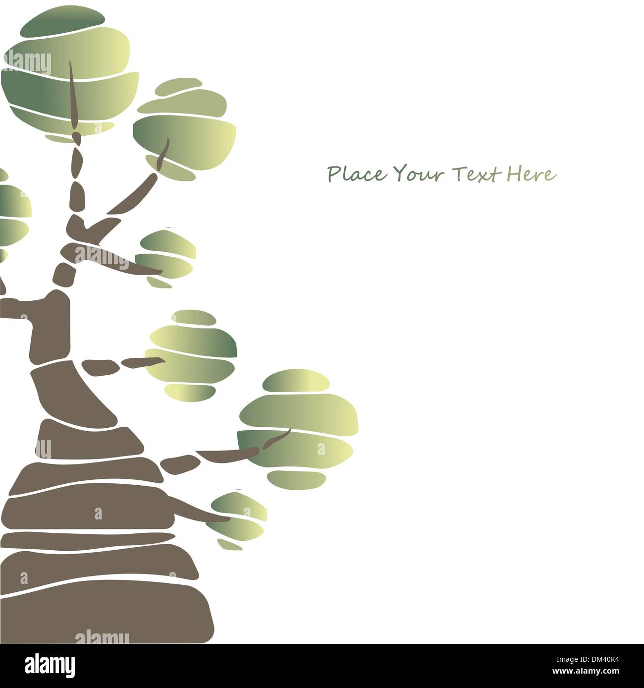 card design with stylized trees and text. vector illustration Stock ...