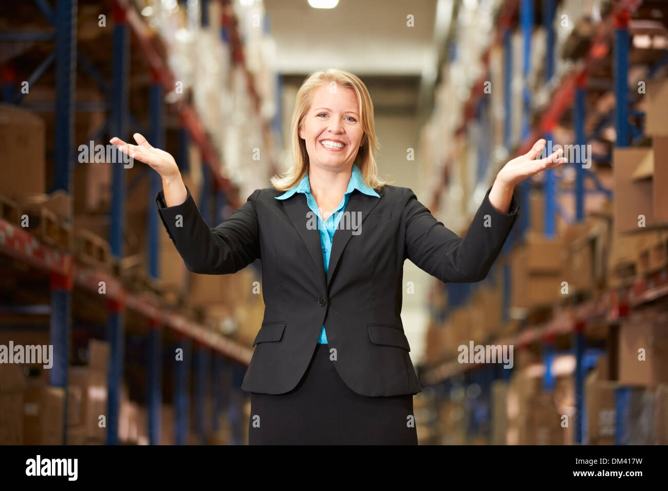 Portrait Of Female Manager In Warehouse Stock Photo