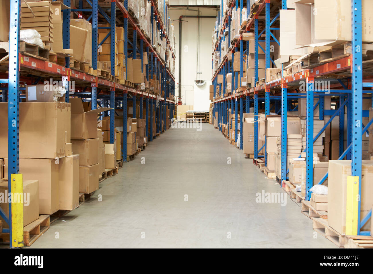 Interior Of Warehouse With Goods On Shelves Stock Photo