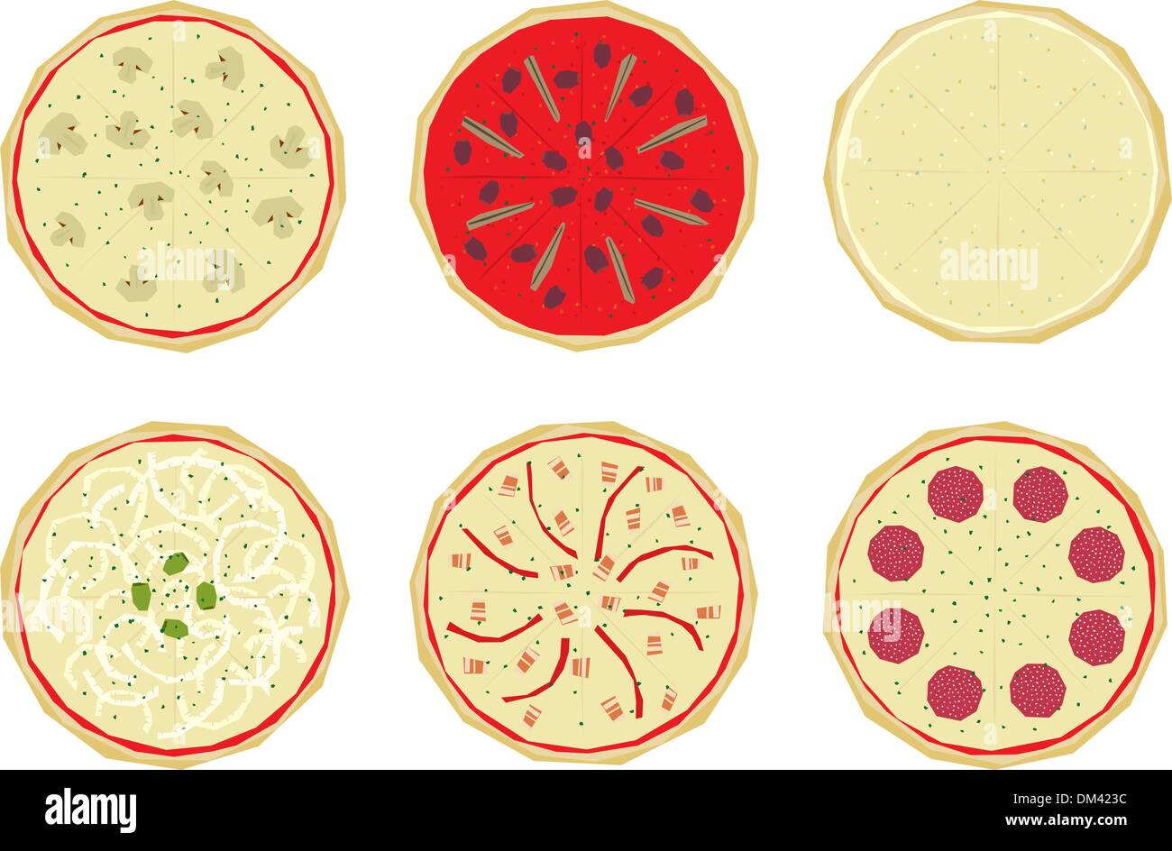 Pizza with toppings 3 Stock Vector