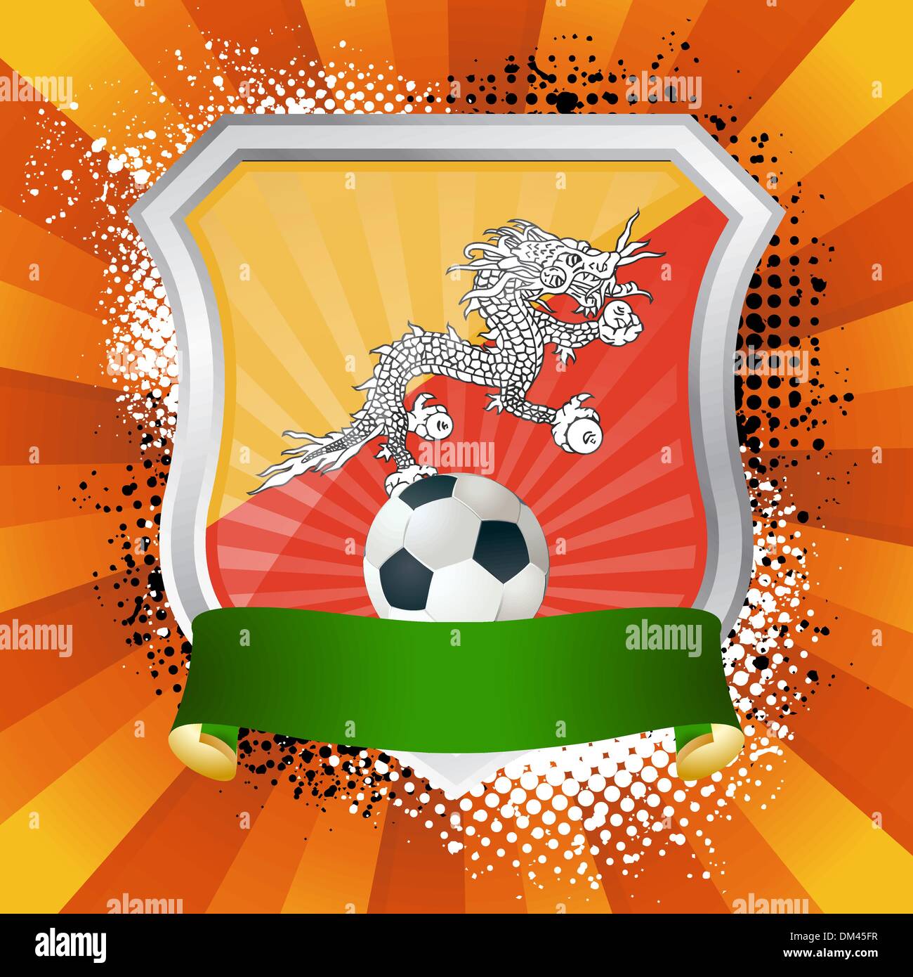 Shield with flag of Bhutan Stock Vector