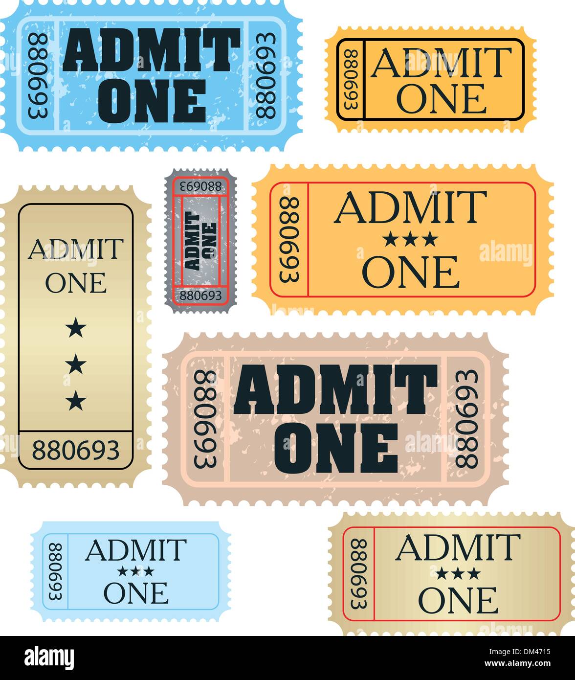 set of ticket admit one vector Stock Vector Image & Art Alamy