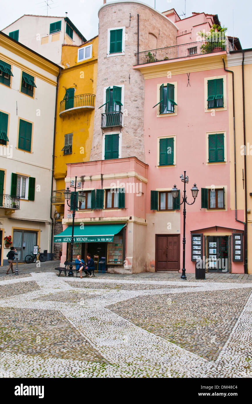 A small square in the old town, San Remo, Italy Stock Photo