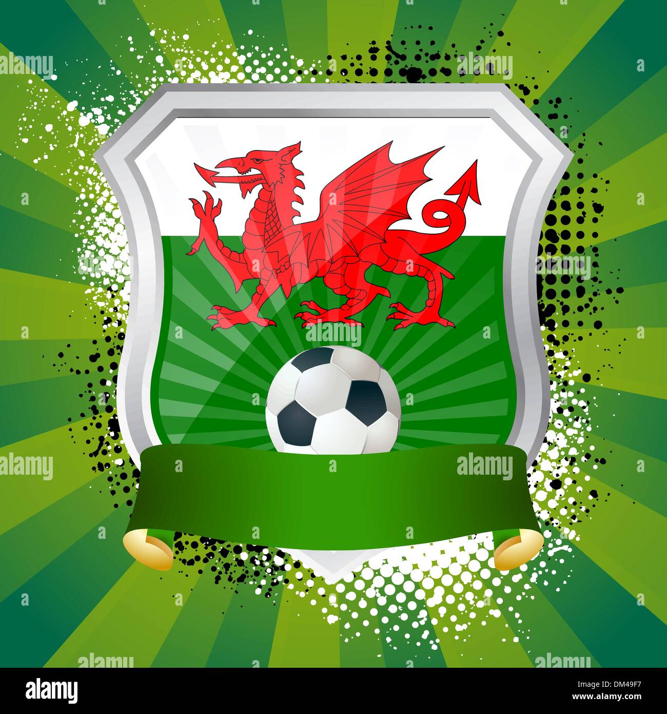 Shield with flag of Wales Stock Vector