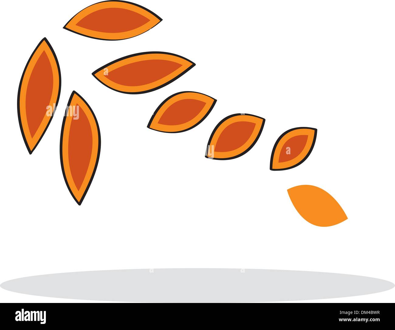 Orange leaf with grey shadow Stock Vector