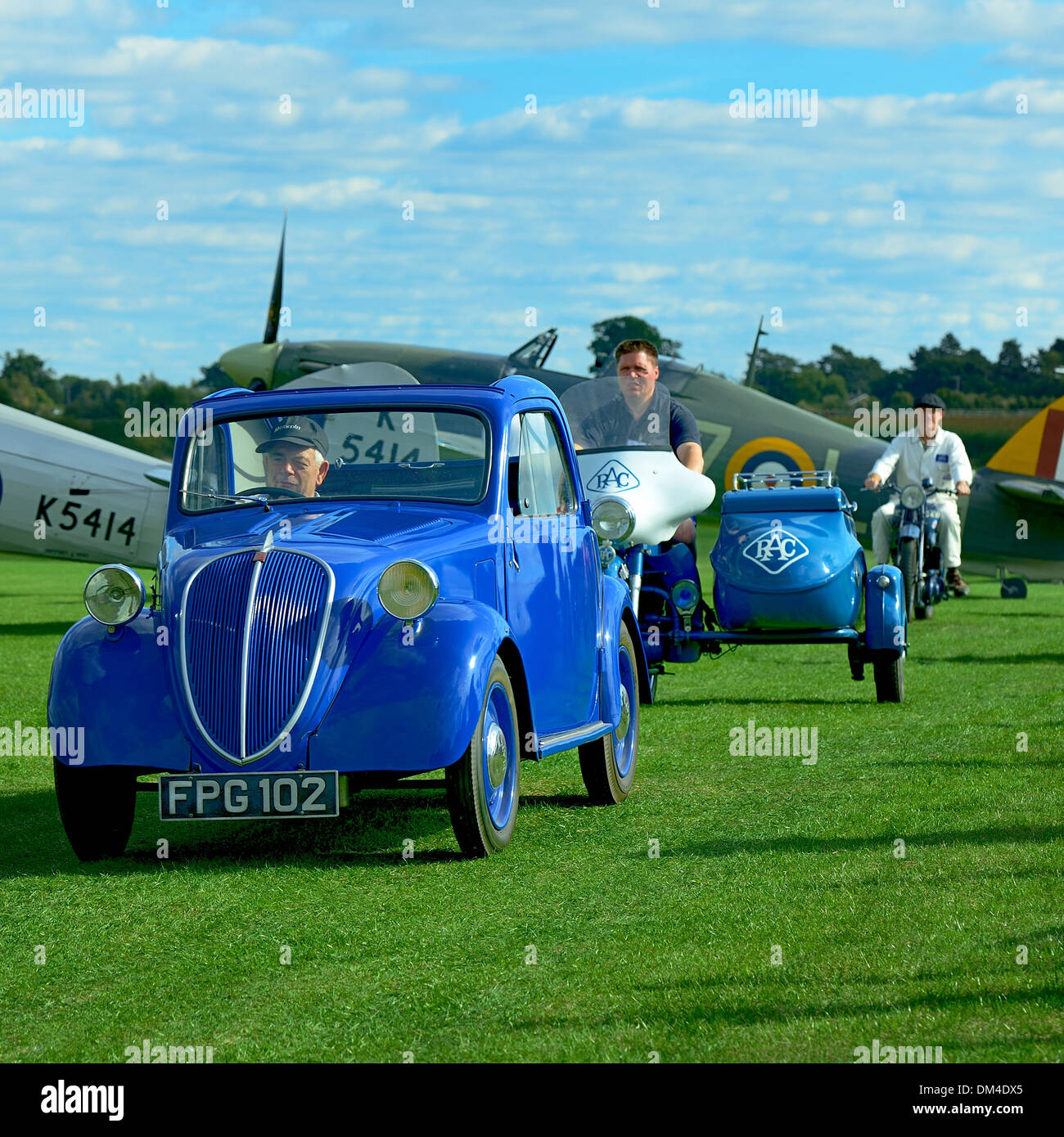 Vintage Fiat Topolino motor car followed by RAC motorbike and sidecar from  the Shuttleworth collection.Biggleswade,Beds,UK Stock Photo - Alamy