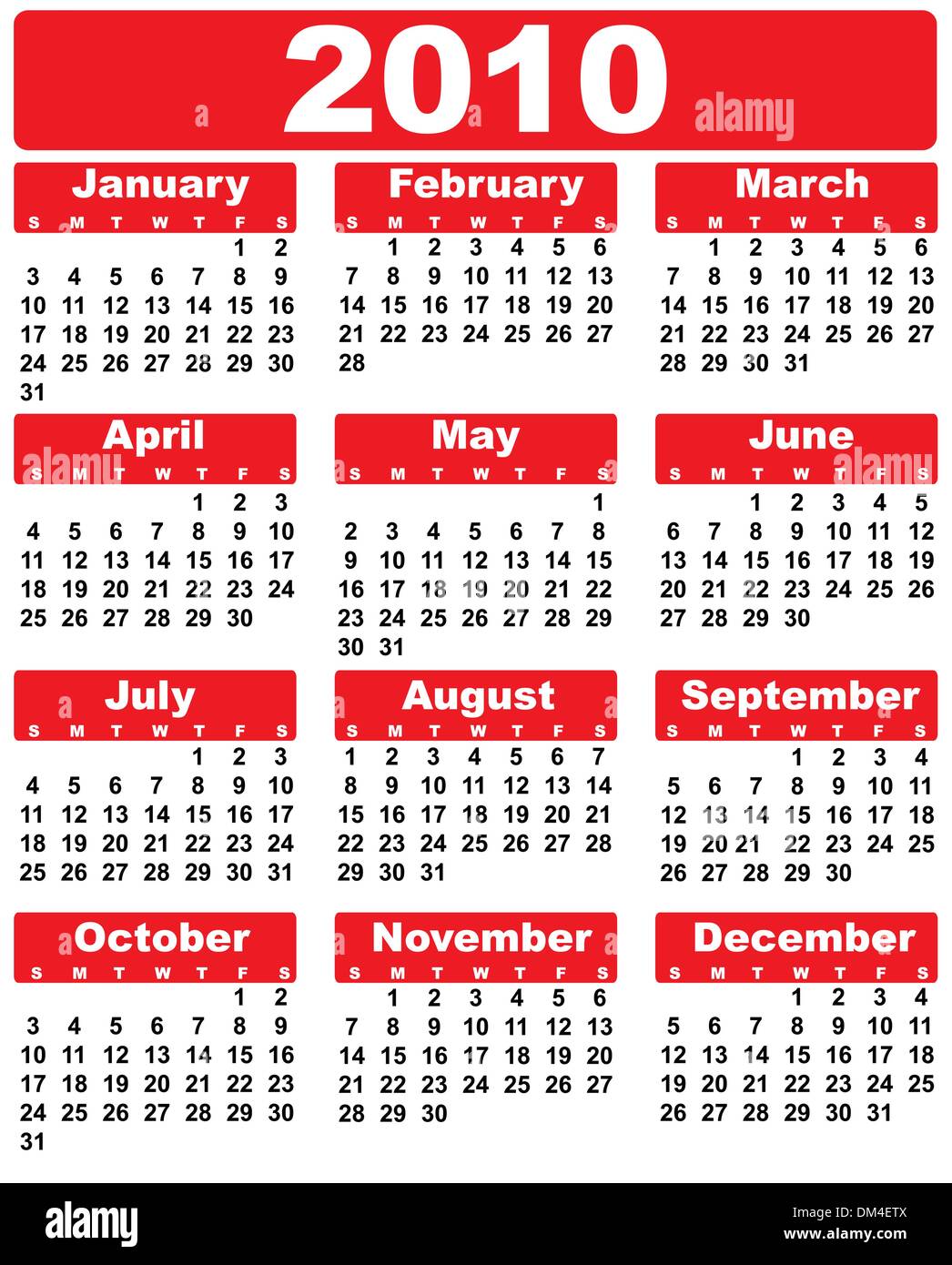 calendar 2010 Stock Vector