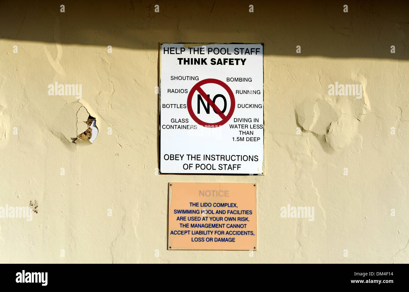 Swimming pool safety sign at Saltdean Lido UK Stock Photo Alamy