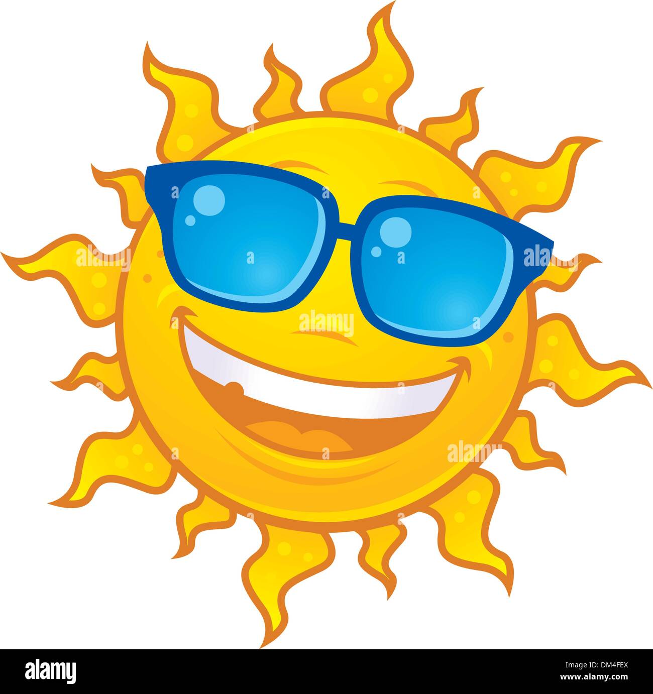 Summer Sun Smiling Face with Sunglasses Vector Illustration Isolated on  White Stock Vector - Illustration of color, vector: 120059317