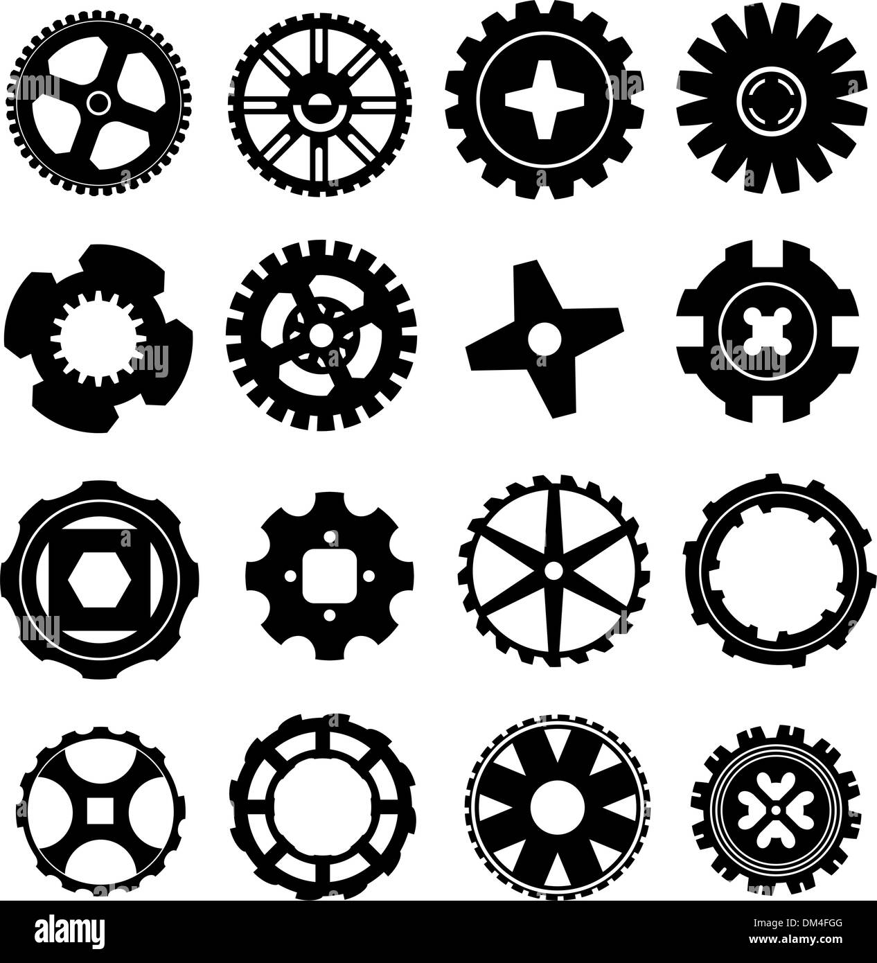 Vector gears, wheels, and rims Stock Vector