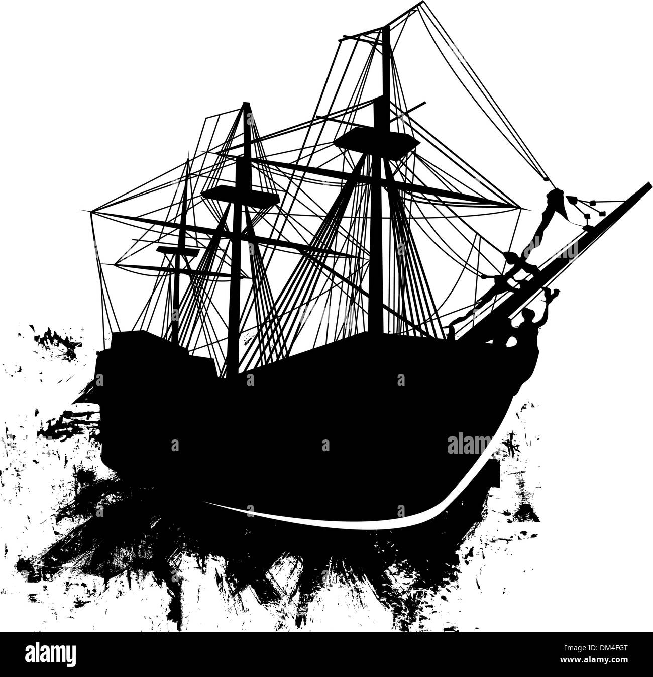 Grunge pirate ship Stock Vector