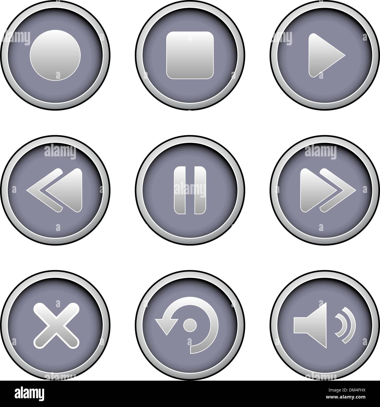 Media player web icons Stock Vector