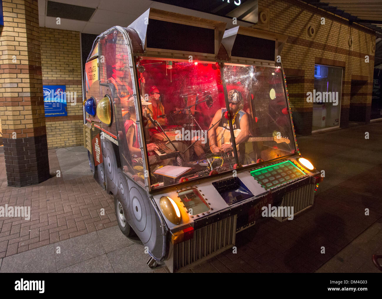 10/10/2013 The Dukes Box, live band juke box. An entire music group inside  a converted caravan play songs Stock Photo - Alamy