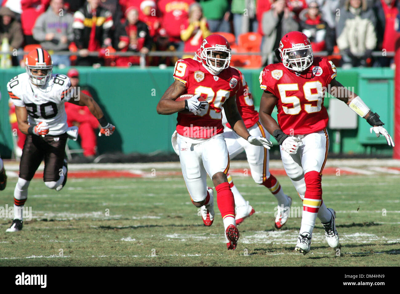 Kansas City Chiefs cornerback Brandon Carr (39) runs back an