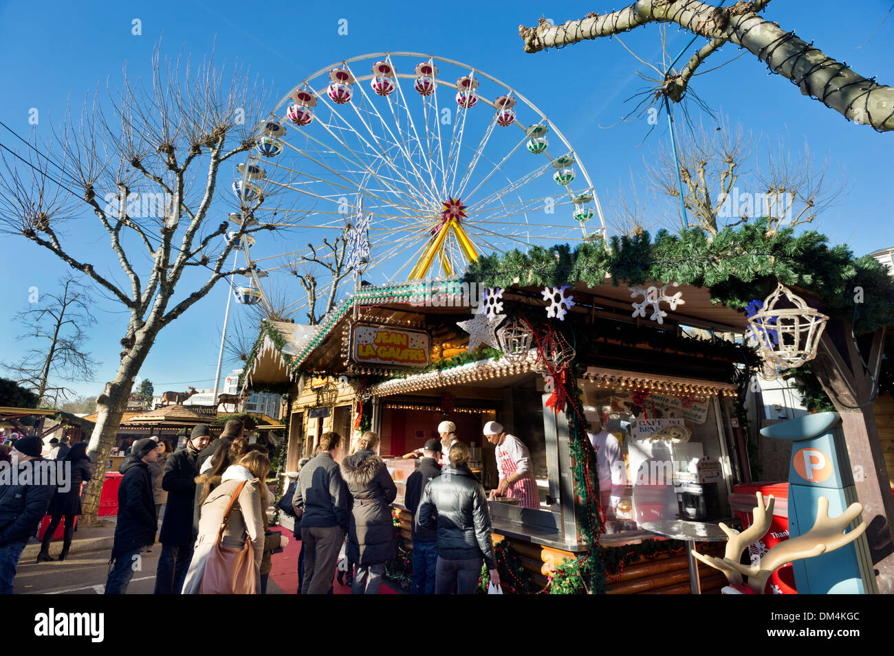 Christmas market and fair, Constitution Square, City of Luxembourg Stock Photo