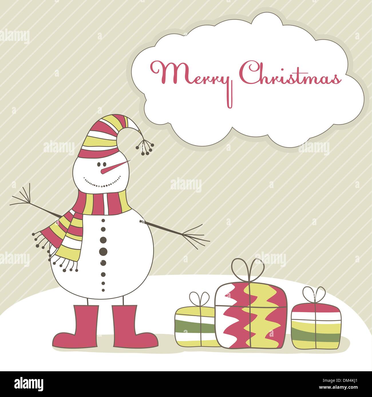 Christmas card with snow man. Vector illustration Stock Vector Image ...