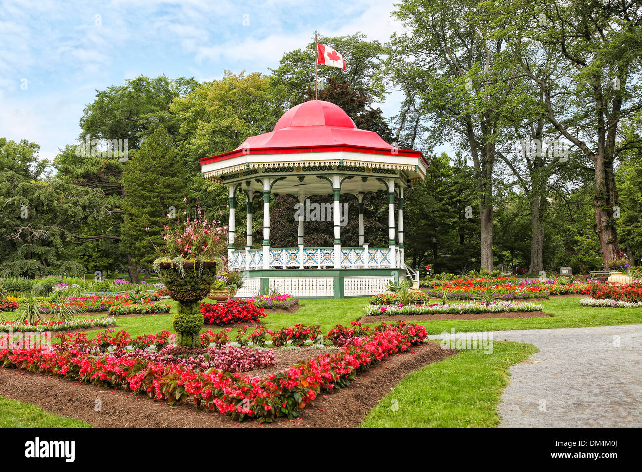 The bandstand or gazebo in the Halifax Public Gardens in Halifax, Nova Scotia. Stock Photo