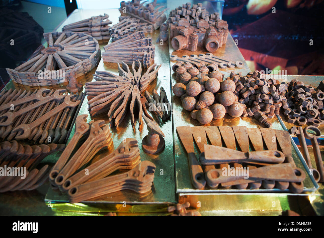 Chocolate In Shape Of Tools Sold In Belgium Close Stock Photo