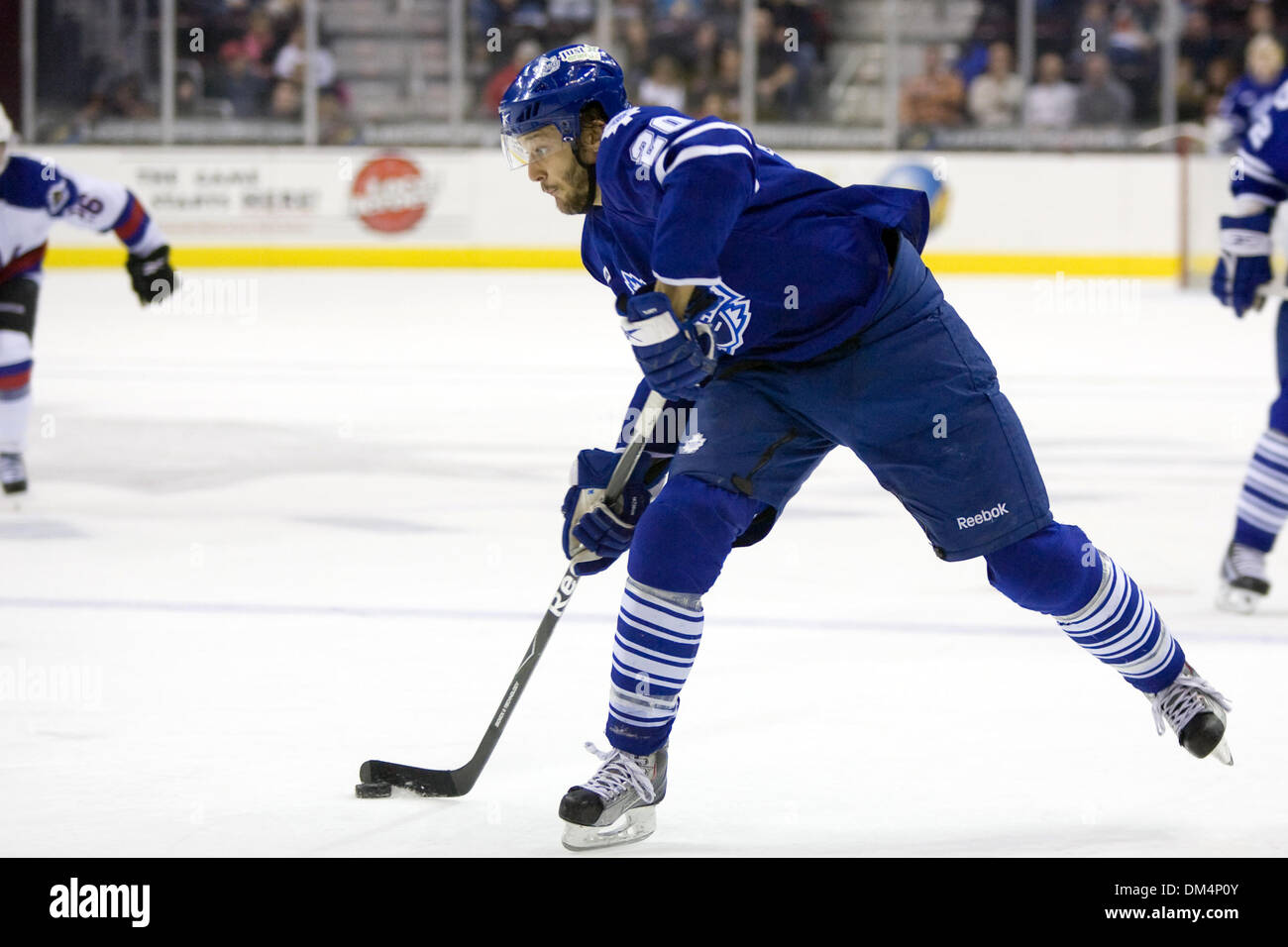 29 January 2010: Toronto Marlies Christian Hanson (20) shoots during the  second period of this American Hockey League game between the Toronto  Marlies and the Lake Erie Monsters played at Quicken Loans