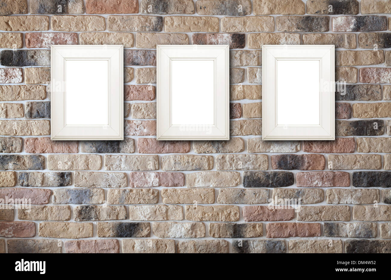 Photo frames on brick wall background Stock Photo 64031774 Alamy