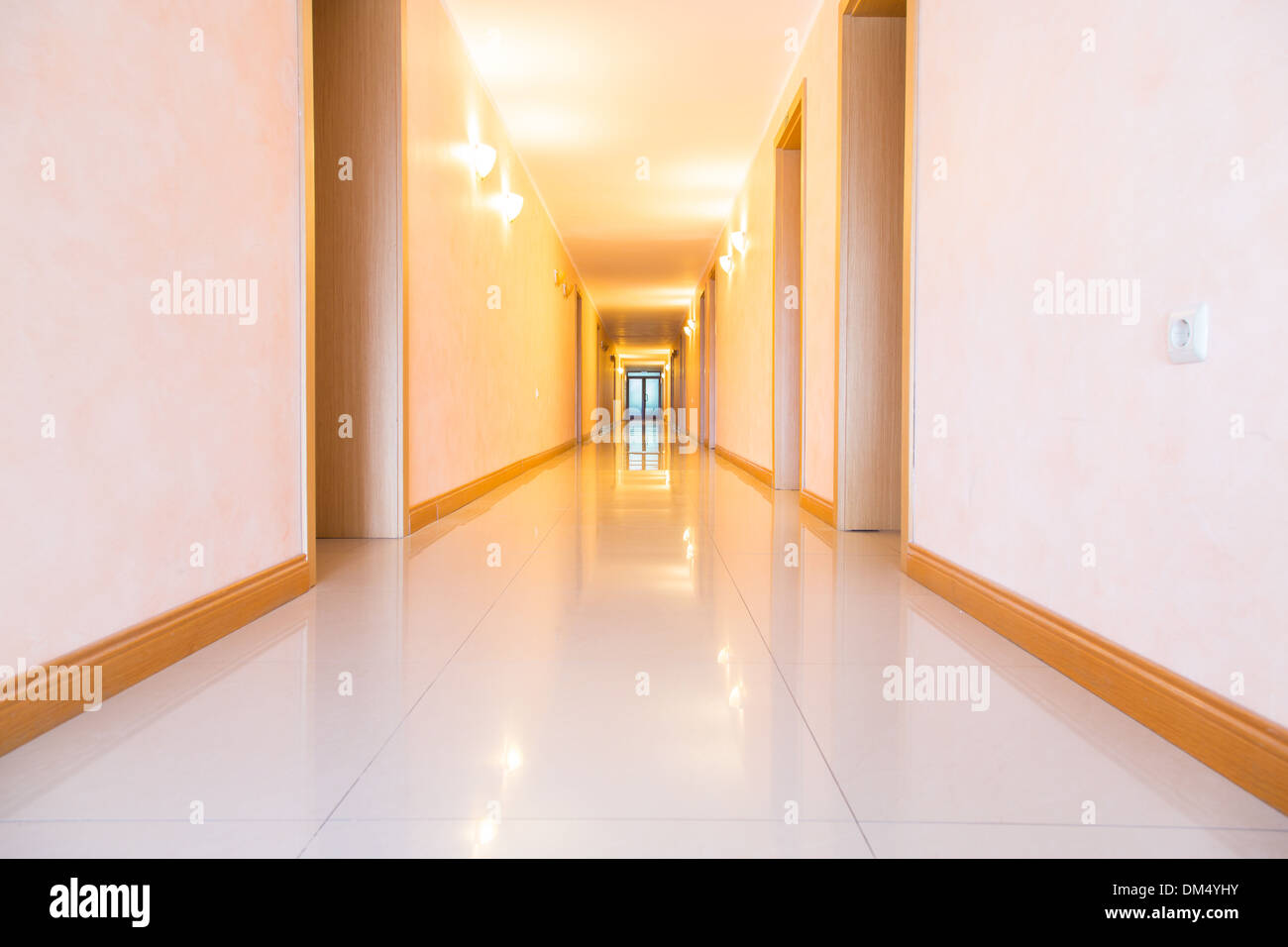 Long Empty Hotel Hallway Corridor Stock Photo 64033703 Alamy