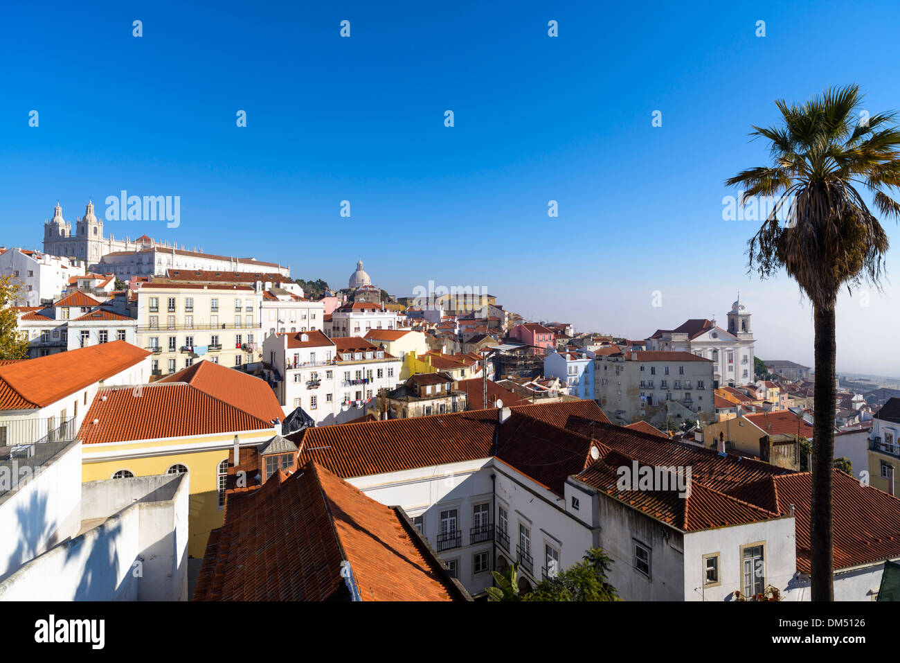 View from Largo das Portas do Sol Square, Lisbon,  Alfama district, Portugal Stock Photo