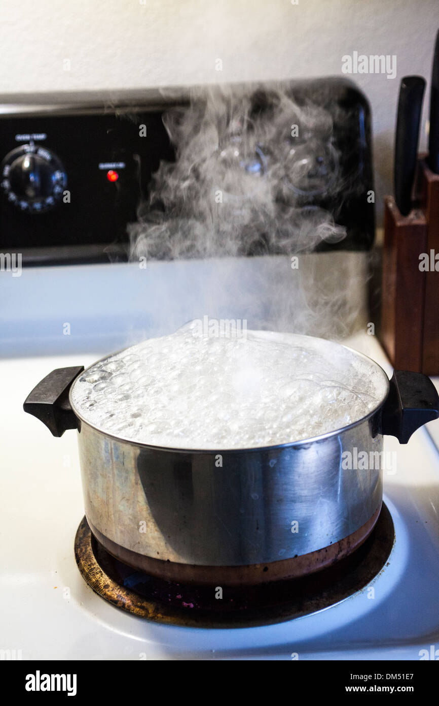 A steaming Pot of boiling water Stock Photo Alamy