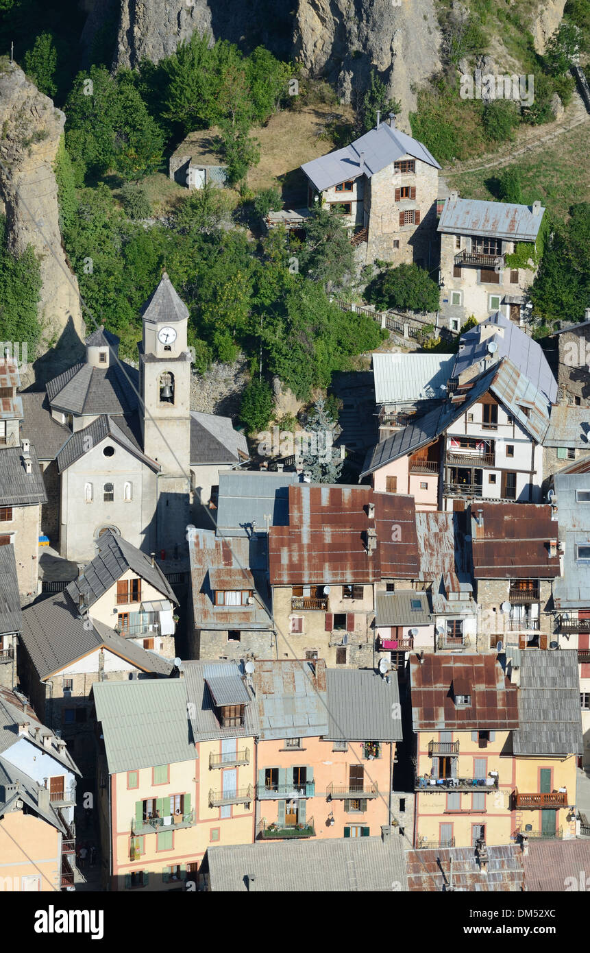 Aerial View of Péone or Peone Alpine Village near Valberg Haut-Var Alpes-Maritimes France Stock Photo