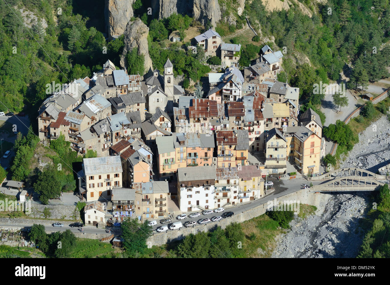Aerial View of Péone or Peone Village Haut-Var Alpes-Maritimes France Stock Photo